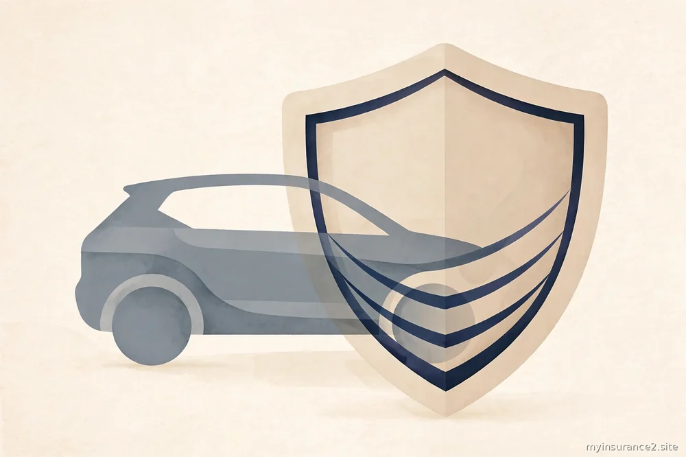 abstract illustration of a car and shield