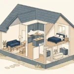 diagram-style illustration of a house