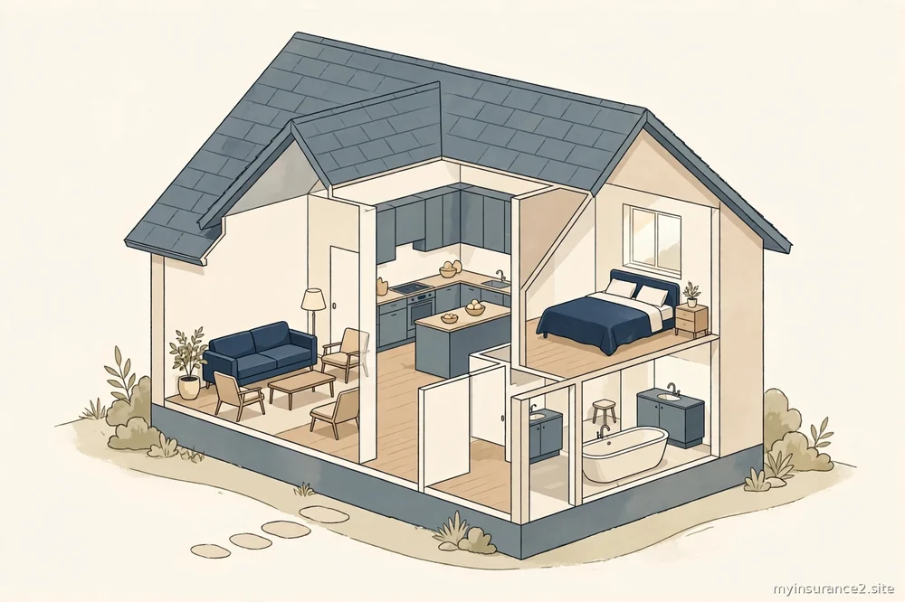 diagram-style illustration of a house