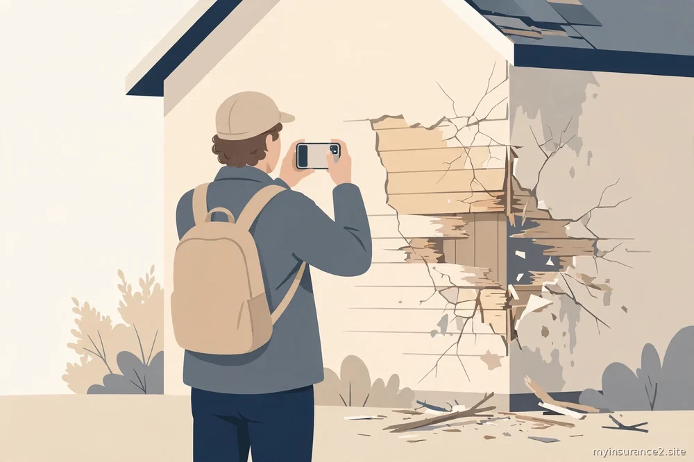 person photographing home damage