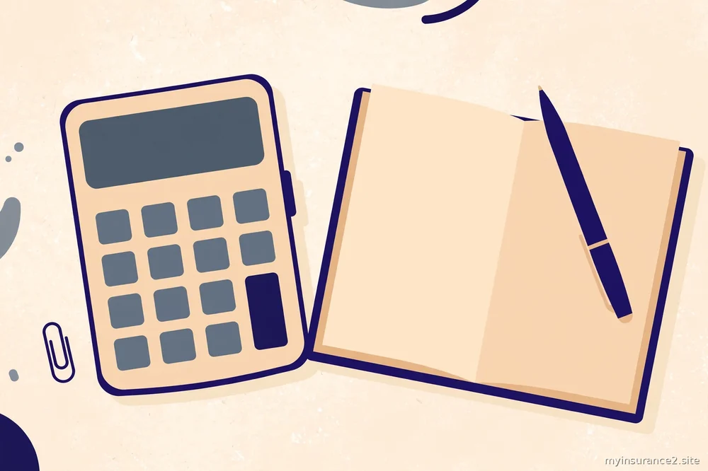 calculator and notebook on a desk