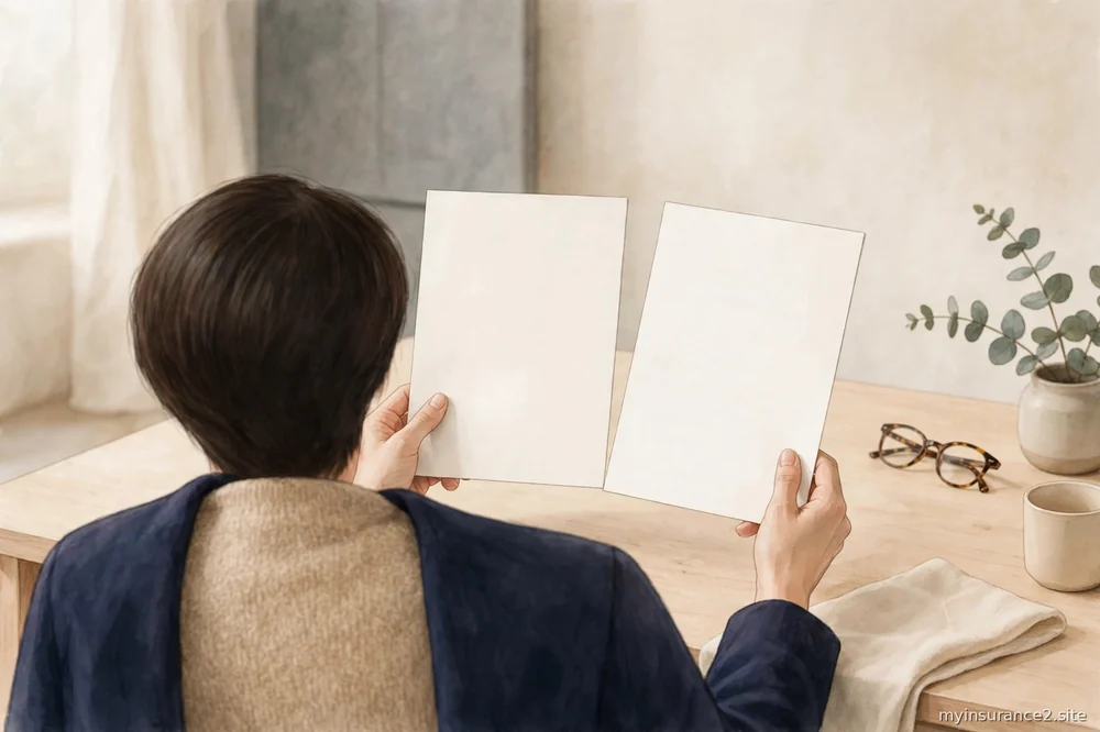 person comparing documents