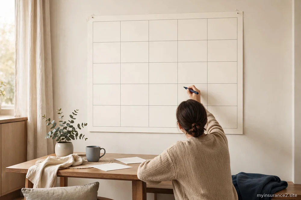 person marking a calendar at home