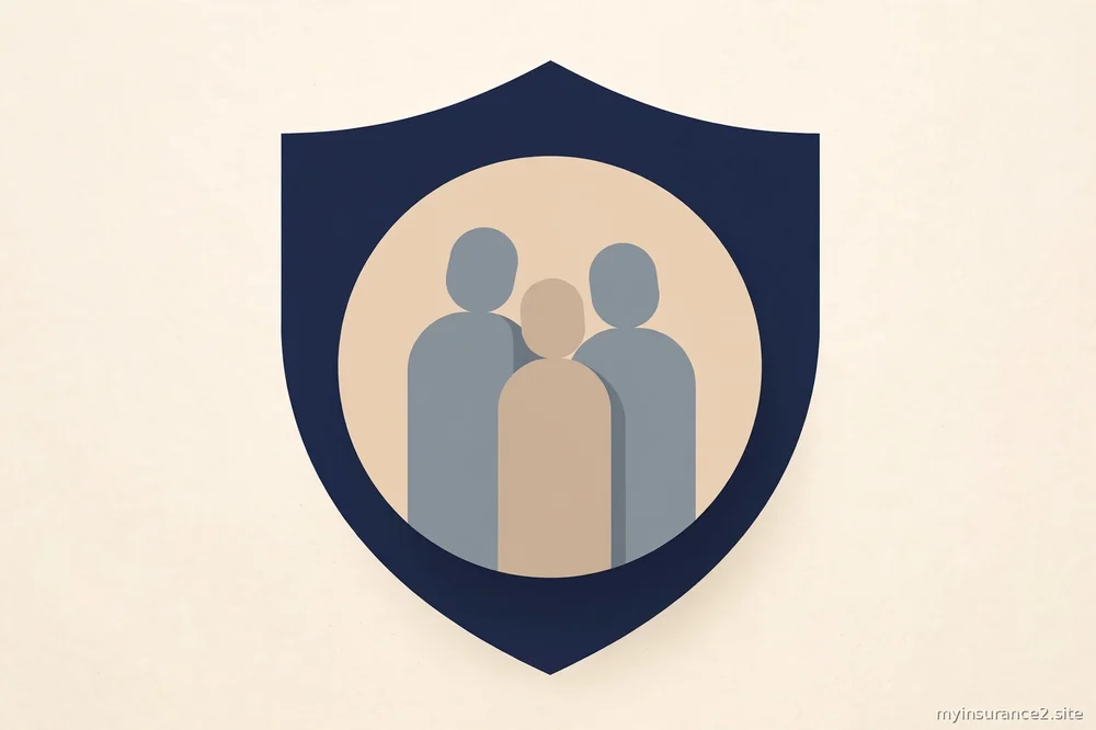 abstract illustration of a family and shield